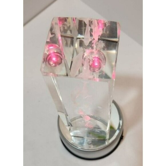 3D Laser Etched Dolphins Crystal Paperweight w/Lighting Base - Picture 14 of 16